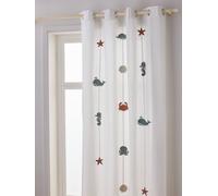 Semi-Sheer Curtain with Eyelets & Marine Animals, Under the Ocean white light solid with design