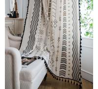 Semi Sheer Curtains for Living Room 134x220cm, Leaf Print Voile Window Drapes, Light Filtering Faux Linen Curtain Panels, Rod Pocket 2 Panels Set Bedroom Curtain