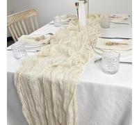 Semi-Sheer Gauze ,Wedding Table Runner, Cheesecloth Table For Setting Dining Party Christmas Banquets Arches Decor(Cream)