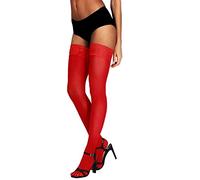 Semi Sheer Stay Up Lingerie Thigh High Stockings Lace Top Size A-B, 1 Pair Red of HONENNA