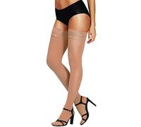 Semi Sheer Stay Up Lingerie Thigh High Stockings Lace Top Size E-F, 1 Pair Tan of HONENNA