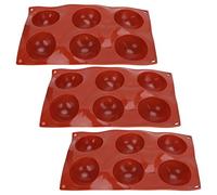 Semi Sphere Silicone Baking Pan 3Pcs | Non - Stick Flexible Baking Pans for Chocolate/Cake/Mousse | DIY Dessert Jelly Dome Making Kit | Reusable & Simple Maintenance (6 Semicircle 58085)