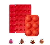Semi Sphere Silicone Moulds 3-Pack, Semicircle Dome Chocolate Mousse Jelly Cake Pop Mould for Baking, 2 Sizes, Red