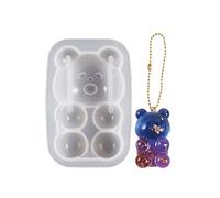 Semi Three-Dimensional Bear Silicone Mold Keychain Pendant Hanging Ornament Crystal Epoxy Resin Home Decoration Resin