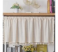 Semi-Transparent Kitchen Window Curtain, Linen Textured Half Window Cafe Curtain with Rod Pocket Design, Voile Panel, White (White,W150xH94cm(59x37inch))