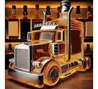 Semi Truck Whiskey Bottle, 300ml Car Shaped Whiskey Decanter Bottle, Funny Home Bar Decor, Truck Driver Gifts for Dad(A)