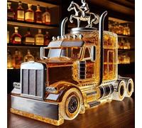 Semi Truck Whiskey Bottle, 300ml Car Shaped Whiskey Decanter Bottle, Funny Home Bar Decor, Truck Driver Gifts for Dad(C)