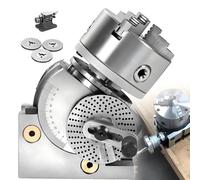 Semi-Universal Indexing Head Set, 6" 3-Jaw Chuck and Tailstock Kit, 1:40 Dividing Head with Plates for Milling Machine, Drill Press, and Grinder Accessories 4in