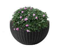 Semicircle Hanging Planter, 21*16.5cm Imitation Rattan Wall Hanging Flower Pot, Half Moon Planters Outdoor With Drainage Hole And Hooks, Garden Plants Holder, Wall Decorations For Balcony Fence