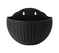 Semicircle Wall Hanging Flower Pot Outdoor Indoor, Imitation Rattan Wall Fence Hanging Basket, Wall Mounted Ring Holder Garden Decor Plant Flower Pot Planter With Hole And Hooks