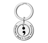 Semicolon Keyring Mental Health Awareness Gift Storms Don't Last Forever Inspirational Gift Suicide Prevention Awareness Depression Encouragement Semi Colon Keychain Motivational Keyring for Women