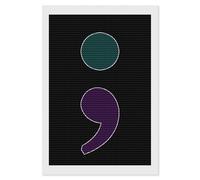 Semicolon Suicide Prevention Diamond Art Kits Round Full Drill Diamond Painting Pictures Wall Arts Adults 8"x12"