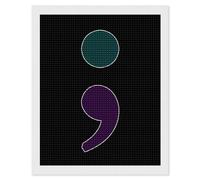 Semicolon Suicide Prevention Diamond Art Kits Round Full Drill Diamond Painting Pictures Wall Arts Adults 16"x20"