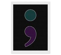 Semicolon Suicide Prevention Diamond Art Kits Round Full Drill Diamond Painting Pictures Wall Arts Adults 12"x16"