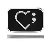 Semicolon Suicide Prevention Pencil Case Holder Pouch Stationery Pen Bag PU Leather Organizer