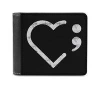 Semicolon Suicide Prevention Slim Bifold Wallet Minimalist Wallets Pouch with Card Slots for Men Women