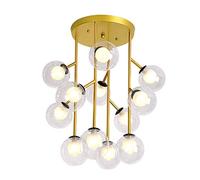 Semiflush Creative Gold Ceiling Light Iron Ceiling Lamp Pendant Lightfor Bedroom Living Room Office Restaurant Bar Cafe,Magic Bean Chandeliers-Golden 12-Light Commemoration Day vision