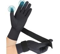 Semikk Copper Arthritis Gloves for Women Men, Full Finger Compression Gloves for Arthritis, Carpal Tunnel, Pain Relief, Swelling, Rheumatoid, Typing, Adjustable Wrist Strap (1pair, Small/Medium)