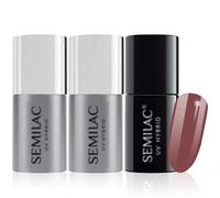 Semilac Base Coat, Top Coat & UV Gel Colour Polish. Long Lasting, Chip Resistant & Easy To Apply. 005 Berry Nude Colour UV Gel Nail Varnish. Perfect For Manicure or Pedicure.