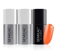 Semilac Base Coat, Top Coat & UV Gel Colour Polish. Long Lasting, Chip Resistant & Easy To Apply. 045 Electric Orange Colour UV Gel Nail Varnish. Perfect For Manicure or Pedicure.
