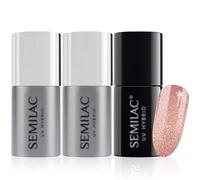 Semilac Base Coat, Top Coat & UV Gel Colour Polish. Long Lasting, Chip Resistant & Easy To Apply. 094 Pink Gold Colour UV Gel Nail Varnish. Perfect For Manicure or Pedicure.