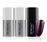 Semilac Base Coat, Top Coat & UV Gel Colour Polish. Long Lasting, Chip Resistant & Easy To Apply. 099 Dark Purple Wine Colour UV Gel Nail Varnish. Perfect For Manicure or Pedicure.