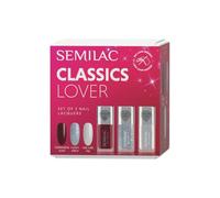 Semilac Classics Lover Set - 2 x Classic Nail Polish 112 Wine Red & 116 Holo Flash 9ml + Gel-Like Top Coat 9ml