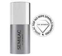 Semilac Diamond Sparkle No Wipe Top Coat For Gel Nail Polish. UV LED Soak Off Colour Protection With Subtle Clear Glitter Finish. Easy to Apply, Crack Resistant and Quick Drying. 7ml