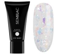 Semilac Elastic Acrylgel Ice Baby - Acrylic Nail Gel with Iridescent Foil Pieces - Builder Gel for Nails Perfect for Extensions - Flexible Polygel with Durable Finish - High Coverage Formula 30g