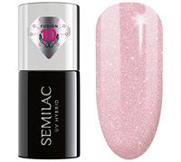Semilac Extend Care Base 5in1 1 UV Gel Nail Polish - Conditioner, Builder, Base Coat, Colour & Top Coat In 1. Long Lasting & Easy To Apply 7ml - 805 Glitter Dirty Nude Rose.