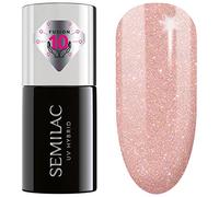 SEMILAC Extend Base 5in1 1 UV Gel Nail Polish - Builder, Extender, Base Coat, Colour & Top Coat In 1. Extends Up to 1cm. For Manicure or Pedicure. Long Lasting - 804 Glitter Soft Beige, 7ml.