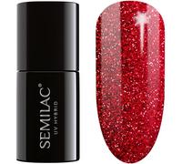 SEMILAC Gel Nail Polish 318 Burgundy Red Glitter - Full Coverage Gel Polish - Soak Off Easy To Use LED/UV Nail Lamp - Long Lasting Manicure and Pedicure up to 3 weeks