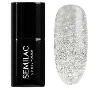 SEMILAC Gel Nail Polish 605 White Flash - Semi Transparent Glitter Gel Polish - Soak Off Easy To Use LED/UV Nail Lamp - Long Lasting Manicure and Pedicure up to 3 weeks