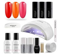 Semilac Love Me Gel Nail Starter Set Kit with UV 24/48W Nail Lamp, 3 Soak Off Gel Polish Colours, (Neon) Manicure Tools, Top No Wipe & Extend Base Coat, Top Mat, Remover, Cleaner & More