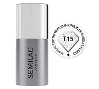 Semilac Top Coat No Wipe UV Gel Soak Off Gel Polish Salon Quality Manicure Effective Long Lasting No Wipe Top Coat Gel Polish Crack Resistant Easy to Apply (Blinking Blue & Violet, 7ml)
