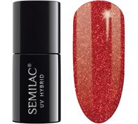 SEMILAC Gel Nail Polish 025 Glitter Red - Full Coverage Gel Polish - Soak Off Easy To Use LED/UV Nail Lamp - Long Lasting Manicure and Pedicure up to 3 weeks