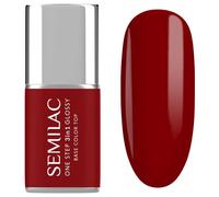 S575 Semilac UV Nail Polish 3-in-1 One Step Glossy Dark Red 7 ml - Dark Red UV Gel Nail Polish | Classic Colour | For Quick Nail Styling