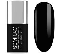 S190 Semilac UV Nail Polish 3-in-1 One Step Glossy The Black 7 ml - Black UV Gel Nail Polish 3-in-1 | Base & Top Coat Integrated | Long-lasting up to 21 Days