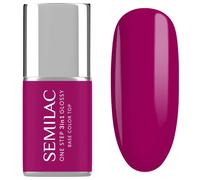 S595 Semilac UV Nail Polish 3-in-1 One Step Glossy Bright Purple 7 ml - Fuchsia Purple UV Gel Nail Polish | High Coverage | 21 Days Shelf Life