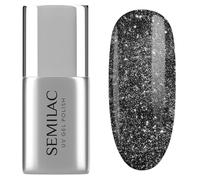 Semilac UV Nail Polish Top Coat No Wipe T21 Flash ON 7 ml - Glitter Top with Flash Effect, Silver Particles, No Dispersion Layer, for UV & Gel Nails