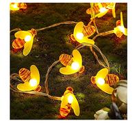 SEMILITS Honey Bee String Lights 8 Modes 30 LED Cute Bee Decor String Light Battery Operated Fairy Graden Lights for Wreath Christmas Party Patio Camping Indoor Outdoor Decorations