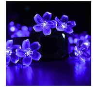 SEMILITS Outdoor Solar String Lights 50LED Flower Shaped Solar Fairy Lights for Christmas Garden Decoration Blue