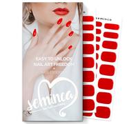 SEMINCA Semi Cured Gel Nail Strips-Salon Quality Work Nails Basic Red Colors Quick and Easy Apply Nail Stickers 60s Quick Dry Manicure Set Works with Any UV/LED Lamps(Red)