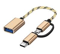 Seminer 2-in-1 USB C/Micro to USB Adapter, USB C to USB, Micro to USB 3.0 OTG Adapter Cable Compatible with iMac Android Google Samsung Galaxy and More, Gold