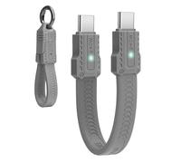 Seminer 240W USB-C to USB C Short Flat Cable（13CM）, 80Gbps Thunderbolt 5/4 Compatible, Fast Charging, OTG & 8K Display Support for All USBC Devices-Gray