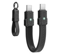 Seminer 240W USB-C to USB C Short Flat Cable（13CM）, 80Gbps Thunderbolt 5/4 Compatible, Fast Charging, OTG & 8K Display Support for All USBC Devices-Black