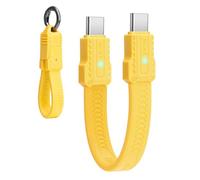 Seminer 240W USB-C to USB C Short Flat Cable（13CM）, 80Gbps Thunderbolt 5/4 Compatible, Fast Charging, OTG & 8K Display Support for All USBC Devices-Yellow