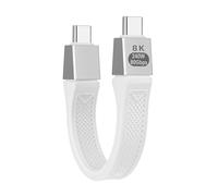 Seminer 240W USB-C to USBC Short Flat Cable(13CM), 80Gbps Thunderbolt 5/4 Compatible, Fast Charging, OTG & 8K Display Support for All Type-C Devices-White