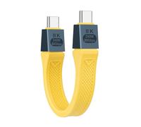 Seminer 240W USB-C to USBC Short Flat Cable（13CM）, 80Gbps Thunderbolt 5/4 Compatible, Fast Charging, OTG & 8K Display Support for All Type-C Devices-Yellow
