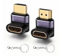 Seminer Right Angle HDMI Adapter 8K(2 Pack), HDMI 2.1 Male to Female HDMI Connector 90 and 270 Degree Combo, Support 8K@60Hz, 4K@120Hz 1080P for Laptop, PC, Monitor, TV, Projector
